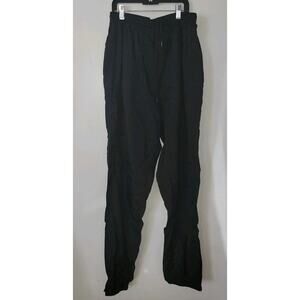 Vintage Reebok Nylon Track Windbreaker Pants Men's M Zip Black Swoosh 90s Y2k